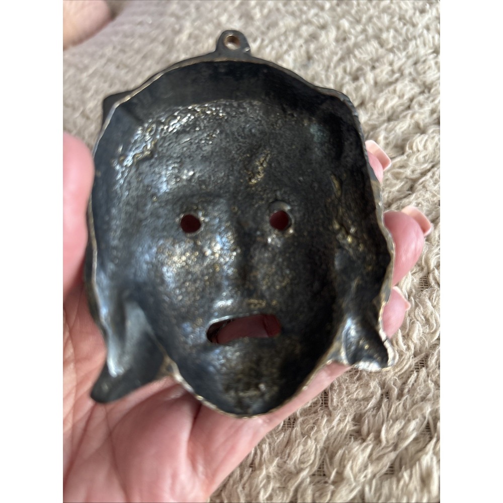 Tragedy Plaster Mask - Ancient Greek Theater Drama Decorative 4" Hanging Decor - Picture 8 of 8